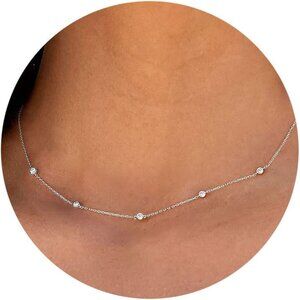 Dainty Sterling Silver Gold Plated Necklace with Charms for Women